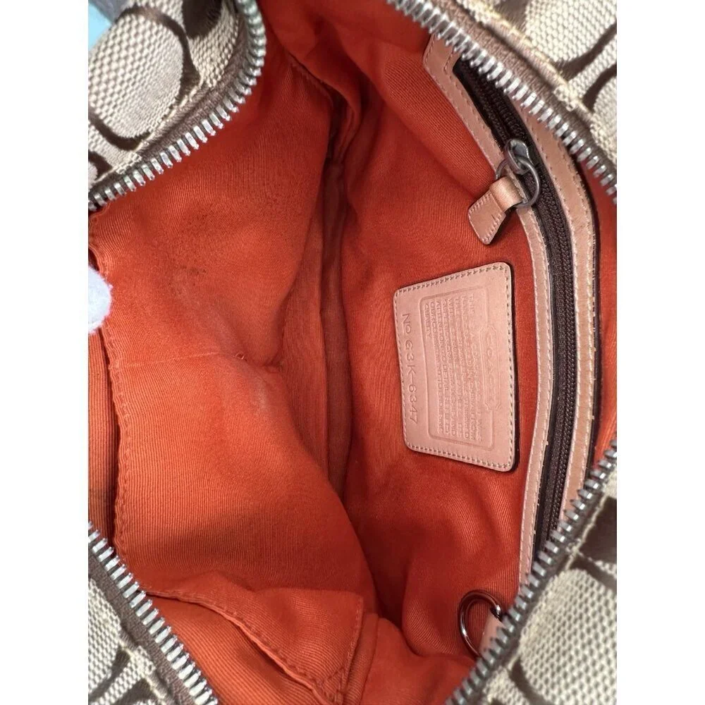 Coach Signature Y2k Shoulder Crossbody Zip Bag 6347 Tan Leather Purse